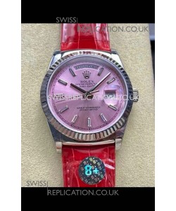 Rolex Day Date 128236 Stainless Steel Pink Dial Super Clone Watch 