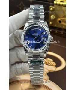 Rolex Day Date 228236 Stainless Steel Blue Roman Dial Super Clone Watch 
