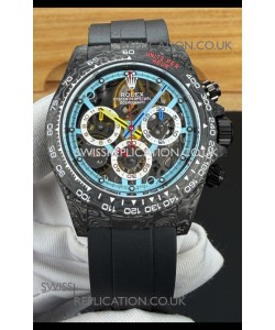 Rolex Daytona DiW Skeleton Carbon Casing Oysterflex Super Clone Watch 