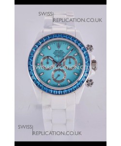 Rolex Daytona AET White Ceramic Blue Dial 4130 Movment Super Clone Watch 