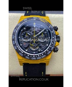 Rolex Daytona Yellow TPT Casing Skeleton Dial Nylon Strap Super Clone Watch 