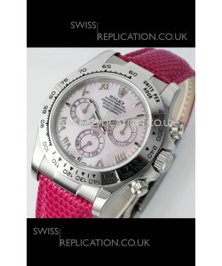 Rolex Daytona 116519 Stainless Steel Pink Pearl Leather Strap Super Clone Watch