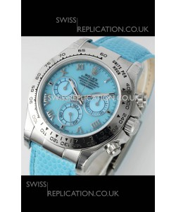 Rolex Daytona 116519 Stainless Steel Blue Pearl Leather Strap Super Clone Watch