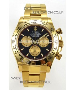 Rolex Daytona 126508 Yellow Gold Black Dial FREE SPRUNG MVMT Super Clone Watch 