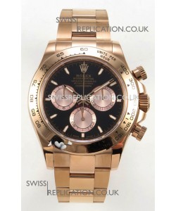 Rolex Daytona 126505 Rose Gold Black Dial FREE SPRUNG MVMT Super Clone Watch 