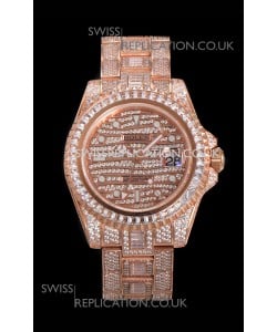 Rolex GMT Masters II Iced Out Dial/Casing Rose Gold Super Clone Watch