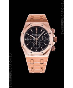 Audemars Piguet Royal Oak Chronograph Pink Gold Case Black Dial - 1:1 Mirror Replica