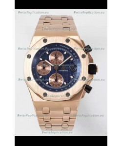 Audemars Piguet Royal Oak Offshore Blue Dial Chronograph 1:1 Mirror Replica Watch - Rose Gold 