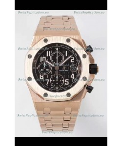 Audemars Piguet Royal Oak Offshore Black Dial Chronograph 1:1 Mirror Replica Watch - Rose Gold 