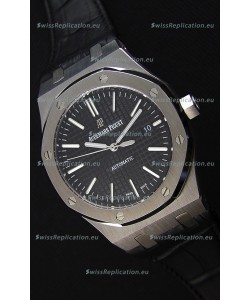 Audemars Piguet Royal Oak 41MM Black Dial Leather Strap - 1:1 Mirror Ultimate Edition