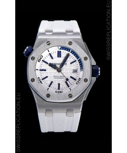 Audemars Piguet Royal Oak Diver Swiss Replica Watch White Dial 1:1 Quality 3120 Movement 904L Steel 