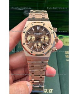 Audemars Piguet Royal Oak Chronograph 1:1 Mirror Replica - Rose Gold Casing Brown Dial in 41MM