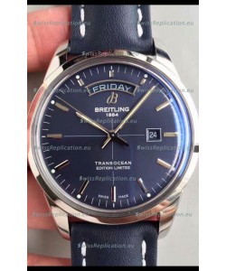 Breitling Transocean Day & Date Swiss Replica Watch in Aurora Blue Dial 1:1 Mirror Edition