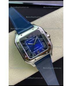 Santos De Cartier Stainless Steel Casing 1:1 Mirror Swiss Replica Watch Blue Dial 40MM