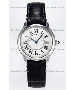 Ronde De Cartier Super Clone 29MM Swiss Replica Watch in Silver-Plated White Dial