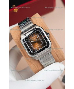 Cartier Santos De Cartier 904L Steel Brown Dial 1:1 Mirror Replica - 35MM Stainless Steel Watch