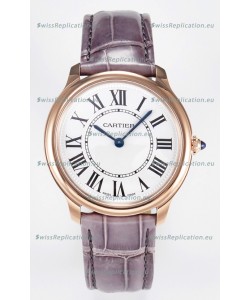 Ronde Louis Cartier Super Clone 36MM Rose Gold Watch in Swiss Quartz Movement