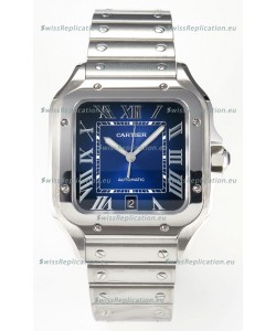Cartier Santos De Cartier 904L Steel Blue Dial Super Clone Replica 40MM Watch 