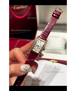 Cartier Tank Americaine Ladies Swiss Quartz Watch 1:1 Mirror Replica Rose Gold Casing