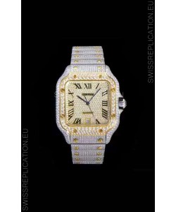 Santos De Cartier Swiss Replica Watch with Diamonds Embedded Dial in Two Tone Casing 40MM