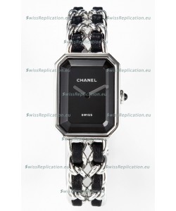 Chanel Premiere Iconic Chain Watch in Black & Steel Chains Swiss Quartz Watch