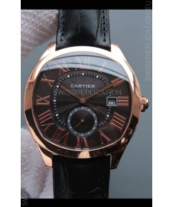 Drive De Cartier 1:1 Mirror Replica Watch in Rose Gold Plating - Brown Dial 