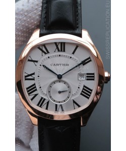Drive De Cartier 1:1 Mirror Replica Watch in Rose Gold Plating - White Dial 