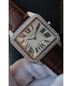 Cartier Santos Dumont 1:1 Swiss Replica Watch in Quartz Movement - Diamonds Bezel 