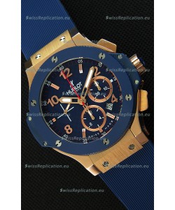 Hublot Big Bang Blue Pink Gold Case Swiss Replica Watch 1:1 Mirror Replica