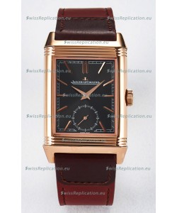 Jaeger-LeCoultre Reverso Super Clone DuoFace Green/White Rose Gold Replica Watch 