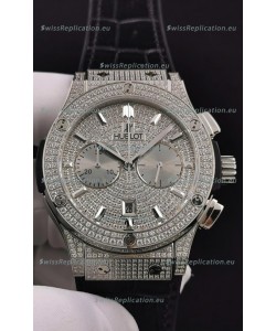 Hublot Classic Fusion Chronograph Steel Diamonds Dial and Casing 1:1 Mirror Replica Watch 