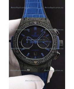 Hublot Classic Fusion Chronograph DLC Diamonds Casing Steel Dial 1:1 Mirror Replica Watch 