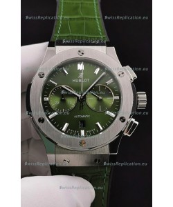 Hublot Classic Fusion Chronograph Stainless Steel Casing Green Dial 1:1 Mirror Replica Watch 