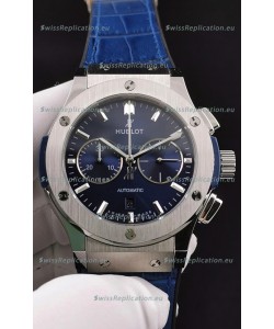 Hublot Classic Fusion Chronograph Stainless Steel Casing Blue Dial 1:1 Mirror Replica Watch 