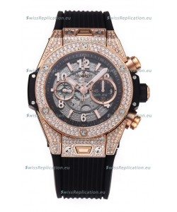 Hublot Big Bang Unico Rose Gold Diamonds Casing 1:1 Mirror Edition Swiss Replica Watch