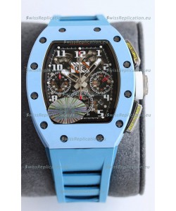 Richard Mille RM011 Blue Ceramic Casin Blue Rubber Strap 1:1 Mirror Swiss Replica Watch 