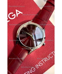 Omega De Ville Tresor Edition Swiss Quartz Watch 36MM Steel Casing Red Dial