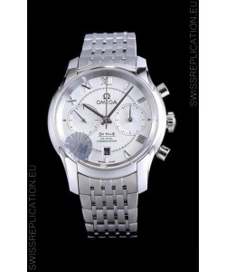 Omega De Ville Chronograph 1:1 Mirror Replica Watch in White Dial 42MM