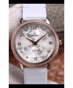 Omega De Ville Floral Dial Swiss Quartz Movement in Two Tone Casing - Steel Dial