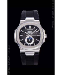 Patek Philippe Nautilus 5726A 1:1 Mirror Swiss Watch Black Dial Rubber Strap 