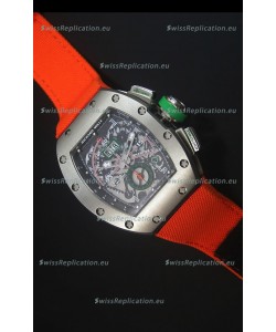 Richard Mille RM011 Filipe Massa Titanium Case Swiss Replica Watch in Orange Nylon Strap