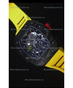 Richard Mille RM035-2 Rafael Nadal Forged Carbon Case with Yellow Rubber Strap