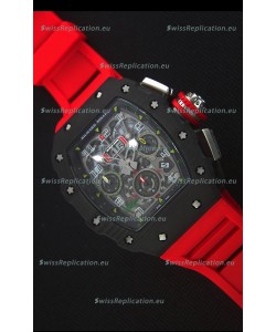 Richard Mille RM011-03 One Piece Black Forged Carbon Case Watch in Red Strap