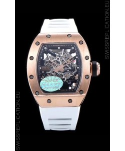 Richard Mille RM035 AMERICAS 18K Rose Gold Replica Watch in White Strap