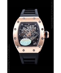 Richard Mille RM035 AMERICAS 18K Rose Gold Replica Watch in Black Strap