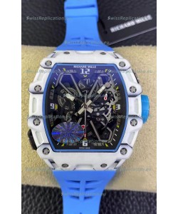 Richard Mille RM35-03 Rafael Nadal Edition White Carbon Fiber Casing 1:1 Mirror Replica Watch in Blue Strap 