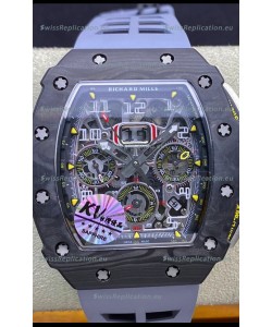 Richard Mille RM011 Felipe Massa 1:1 Mirror Black Forged Carbon Case Grey Strap