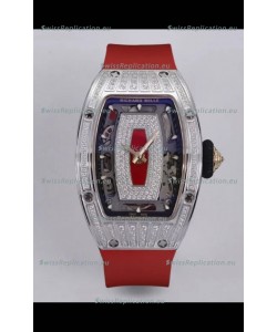 Richard Mille Super Clone RM07-01 Diamonds Paved 904L Steel Casing Automatic Replica Watch