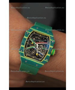Richard Mille Super Clone RM67-02 Wayde Van Niekerk Green Carbon TPT 37 Grams Watch Green Strap
