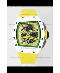 Richard Mille Super Clone RM61-01 White Ceramic Yellow Strap Swiss Replica Watch